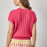 Wide Rib Wedge V-Neck Sweater | Azalea
