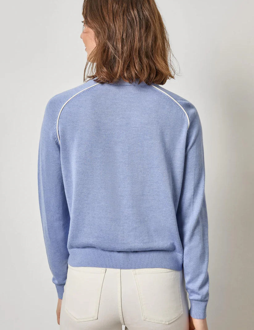 Saddle Sleeve V-Neck Cardigan | Cornflower