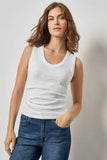 Vintage Side Pleat Tank | White