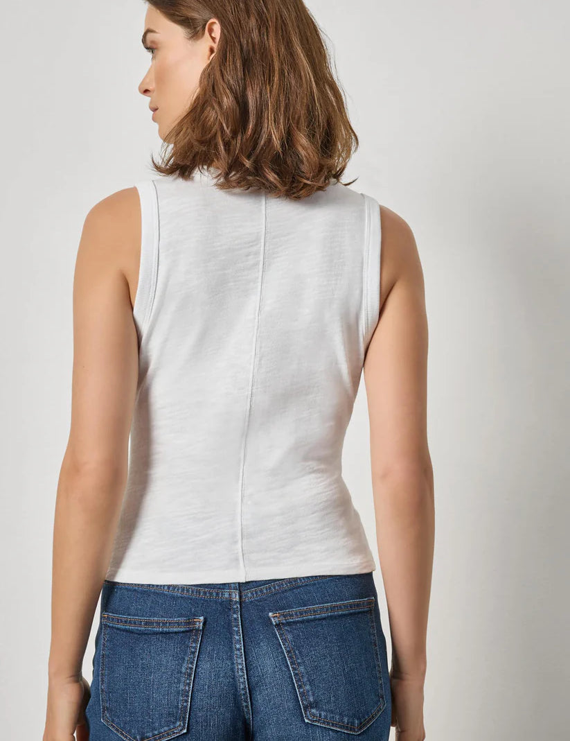 Vintage Side Pleat Tank | White