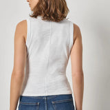 Vintage Side Pleat Tank | White