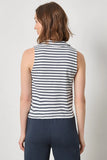 Sleeveless Collared Top | Navy Stripe