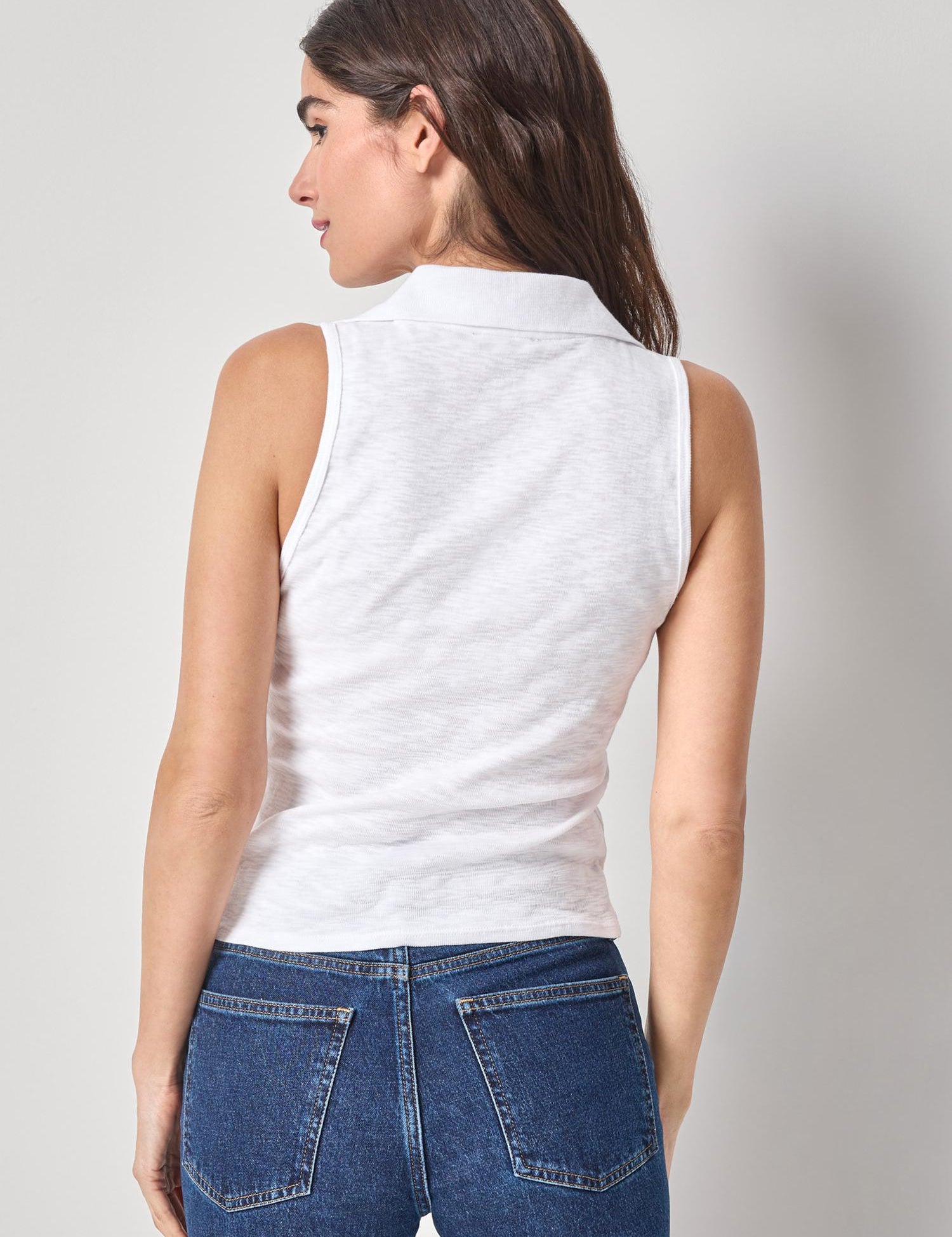 Striped Sleeveless Collared Top