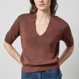 V-Neck Elbow Sleeve Sweater