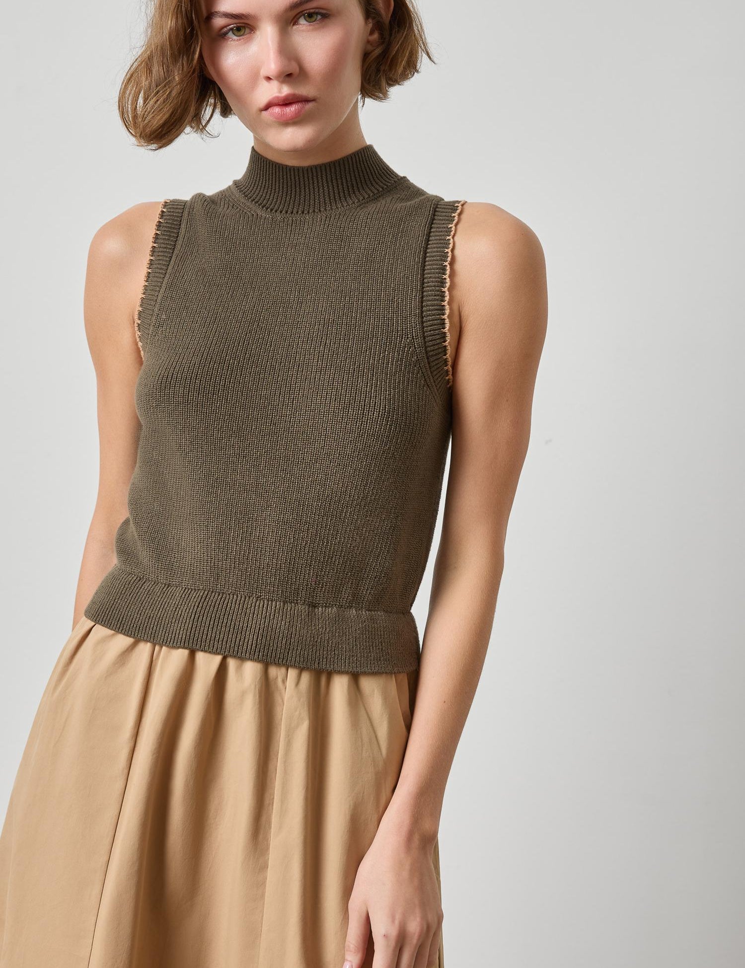 Mixed Media Mock Neck Dress_Lilla P_PA3499-OLV