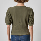 Seamed V-Neck Top | Olive