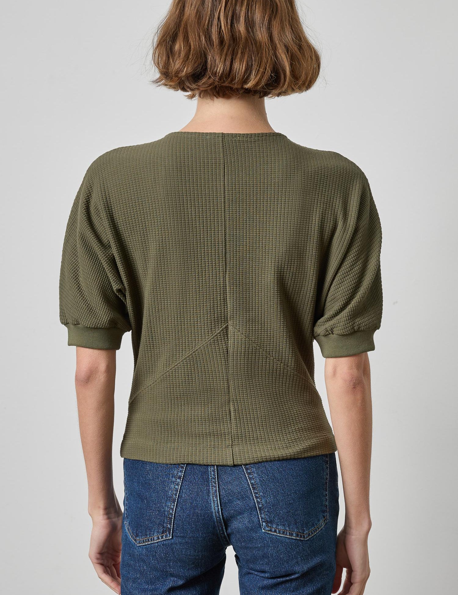 Seamed V-Neck Top | Olive