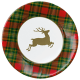 Reindeer Tartan Red Dinner Plates