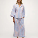 Olivia Wide Leg Pajama | Cotton PJ Vintage French Stripes