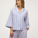 Olivia Wide Leg Pajama | Cotton PJ Vintage French Stripes