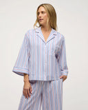 Olivia Wide Leg Pajama | Cotton PJ Vintage French Stripes