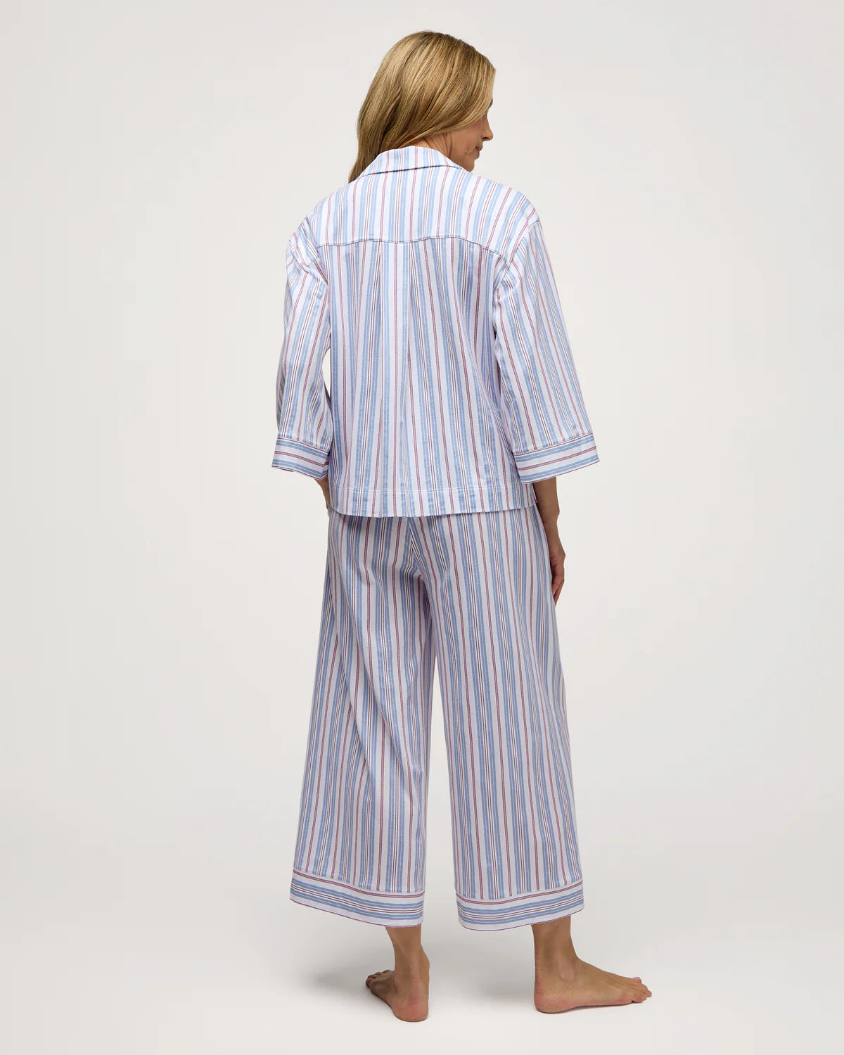 Olivia Wide Leg Pajama | Cotton PJ Vintage French Stripes