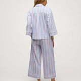 Olivia Wide Leg Pajama | Cotton PJ Vintage French Stripes