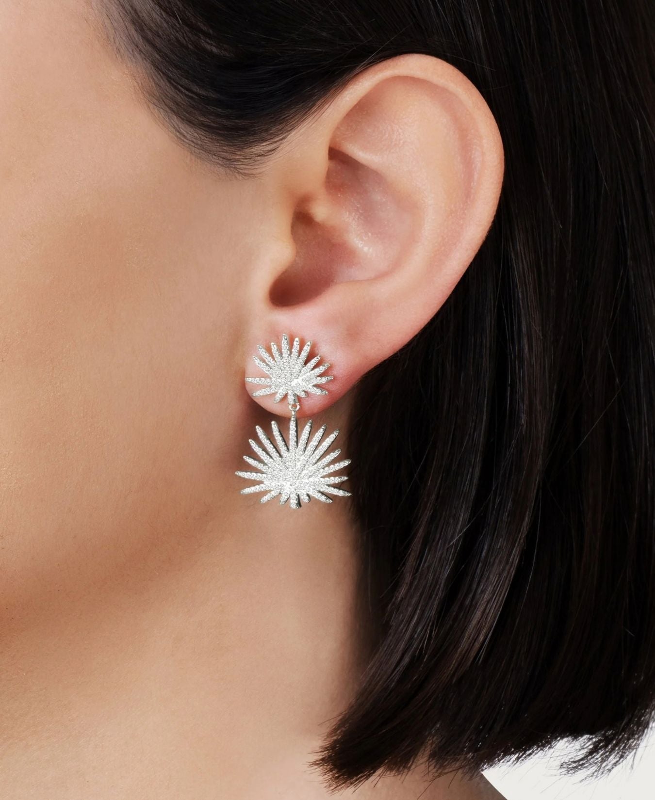 Palm Pavé Double Fan Palm Earring-AnabelAram-14062133425
