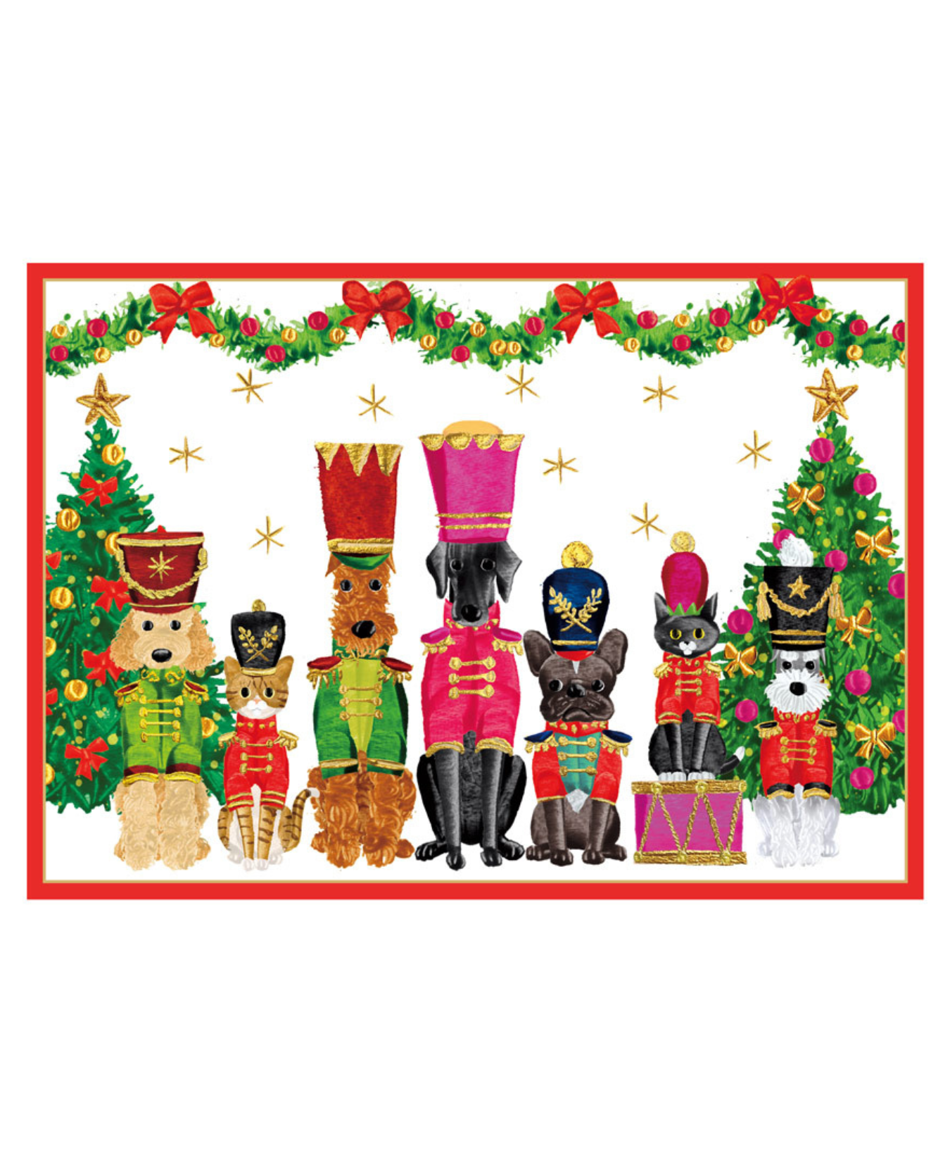 Pet Toy Soldiers Small Boxed Christmas Cards - Includes 15 Cards & Envelopes_Caspari_106108-RED