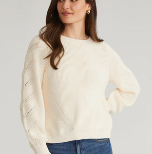 Phoebe Lace Black Raglan Pullover Sea Salt