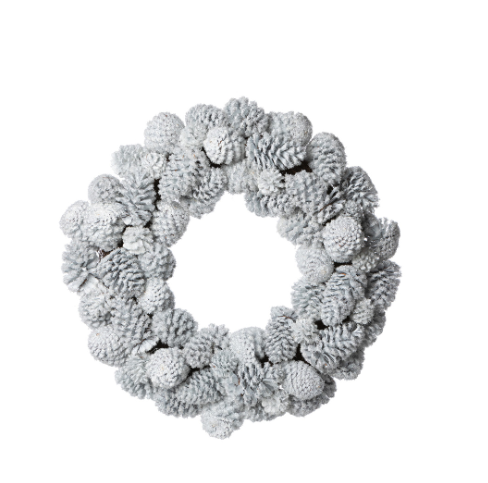 Glistening Snowy Pine Cone Wreath