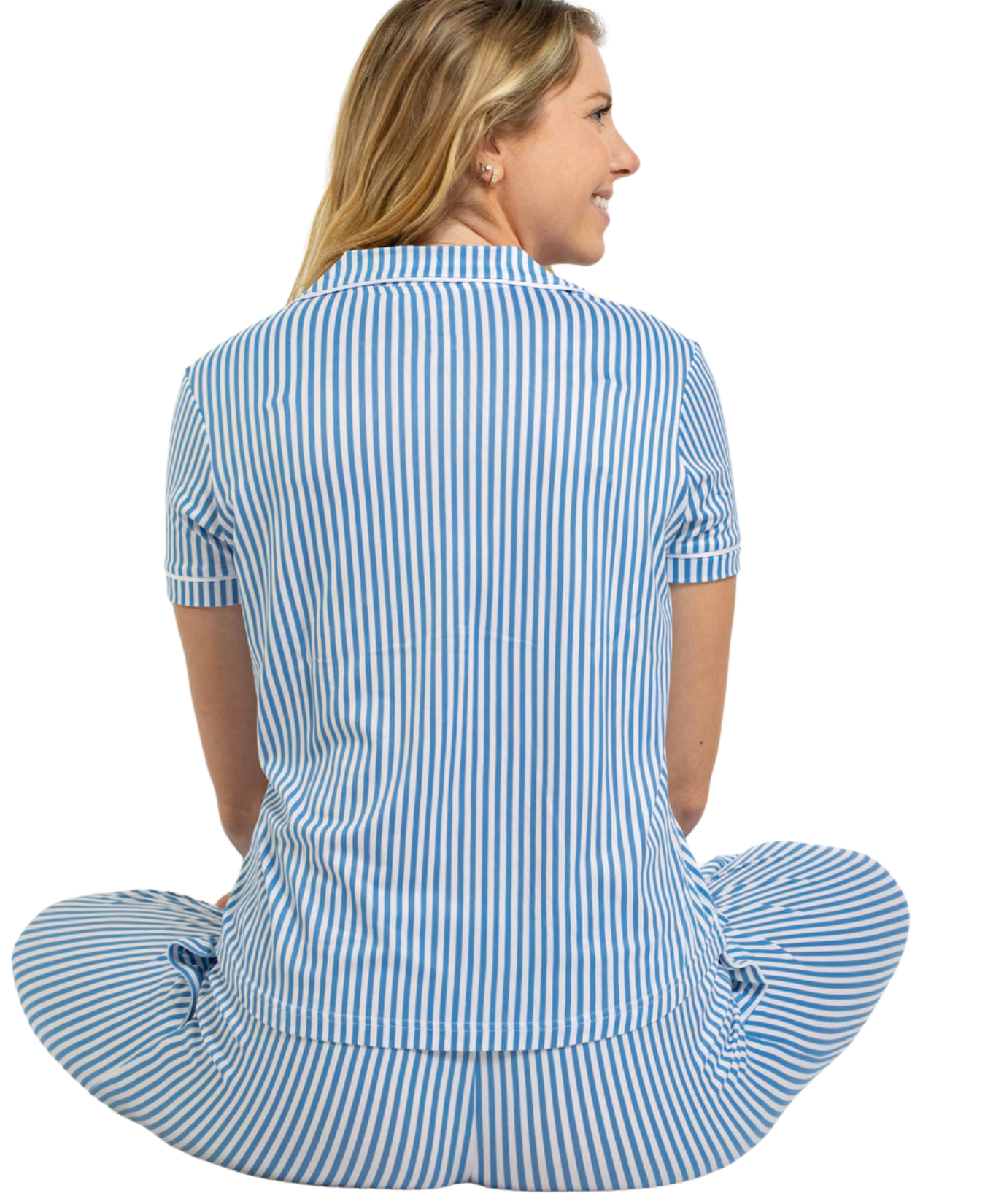Pinstripe Short Sleeve Button Up Sleep Shirt_The Royal Standard_503261665