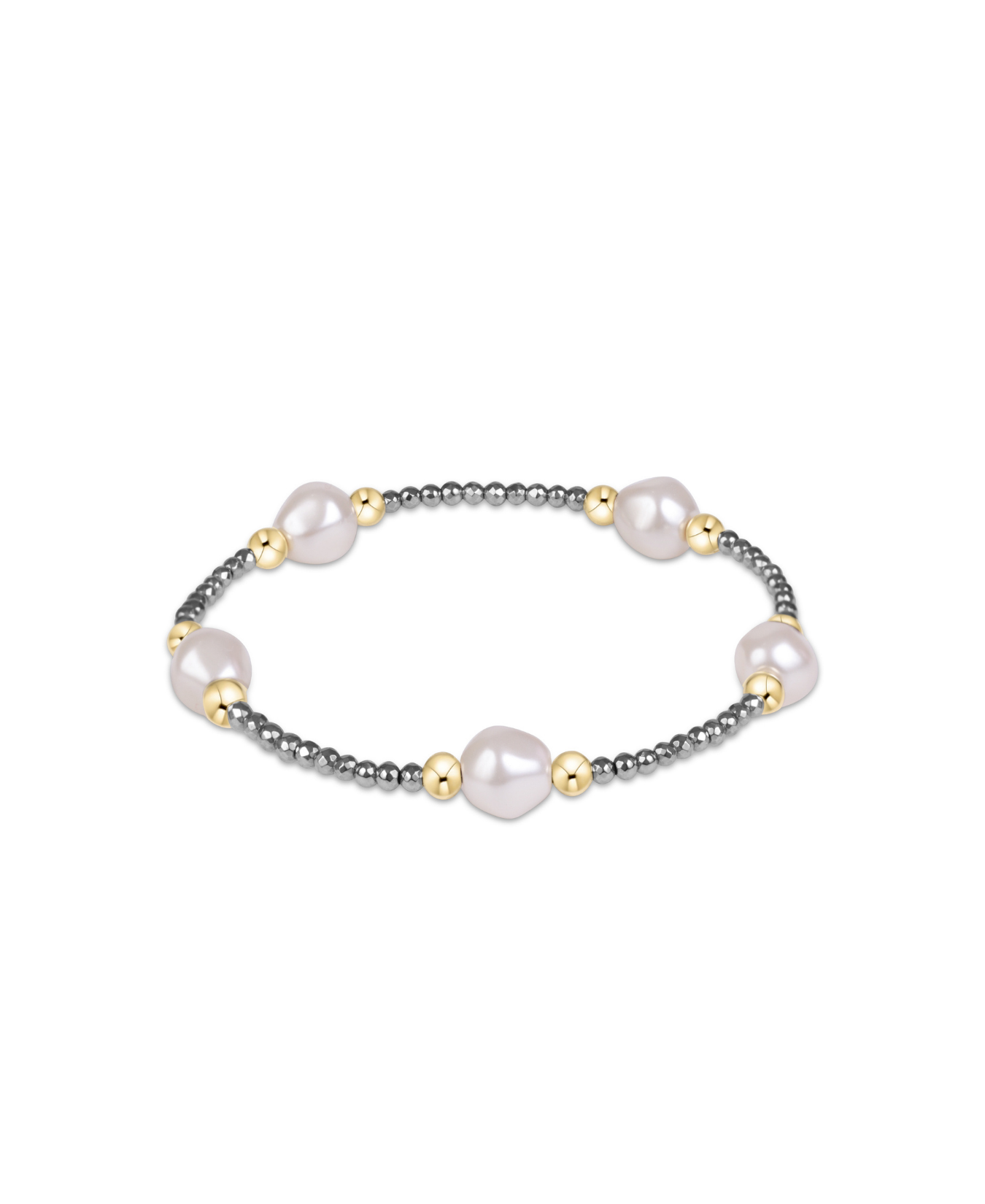 Purpose Admire Pearl 8mm Silver Faceted Hematite Bracelet-E Newton-BPURPADPE8SILFHEM