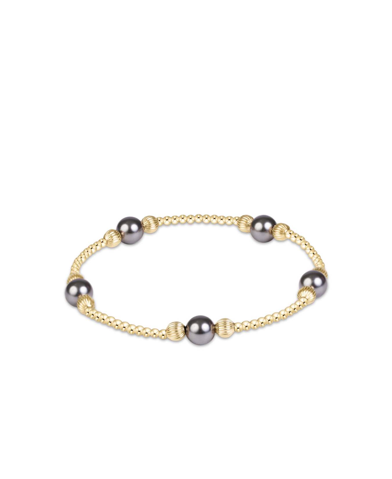 Purpose Pearl Dark Grey 6mm Dignity Gold Bracelet-E Newton-BPURPPEDKG6DIGG