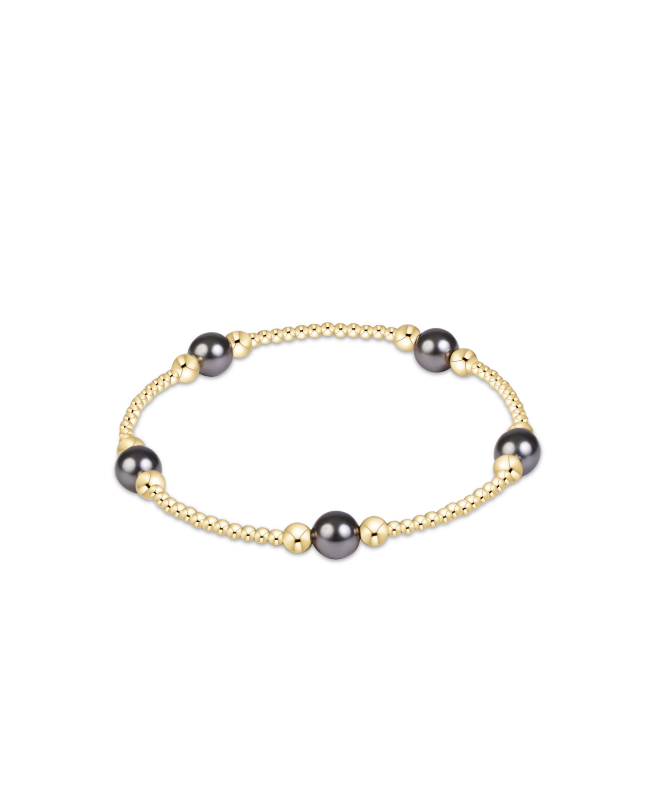 Purpose Pearl Dark Grey 6mm Gold Bracelet_E Newton_BPURPPEDKG6G
