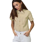 Quinn Short Sleeve Vegan Cropped Jacket_Central Park West_CF26-20402W-BOE
