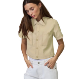Quinn Short Sleeve Vegan Cropped Jacket_Central Park West_CF26-20402W-BOE