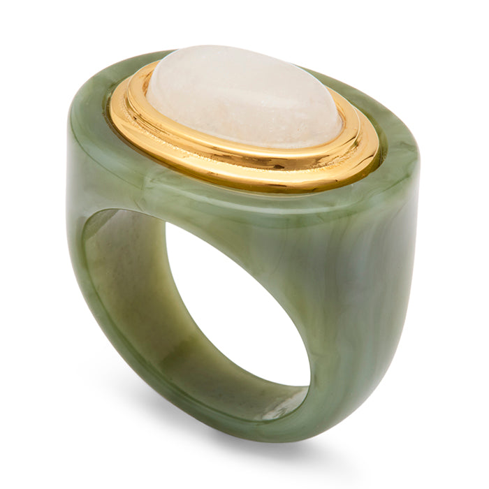 Resin Ring with Semi-Precious Stones
