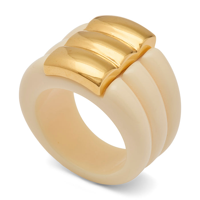 Fluted Resin and Gold Ring