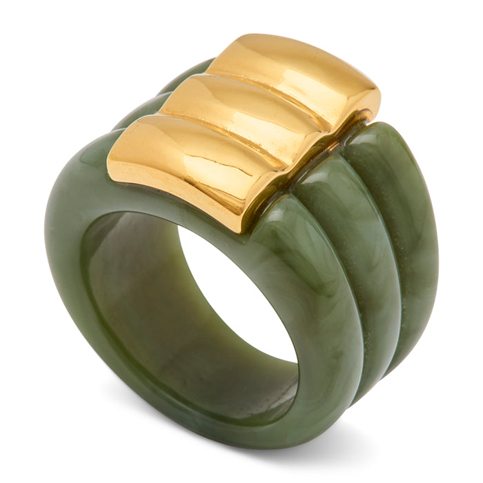 Fluted Resin and Gold Ring