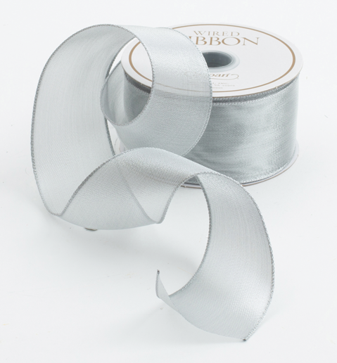 a roll of silver ribbon