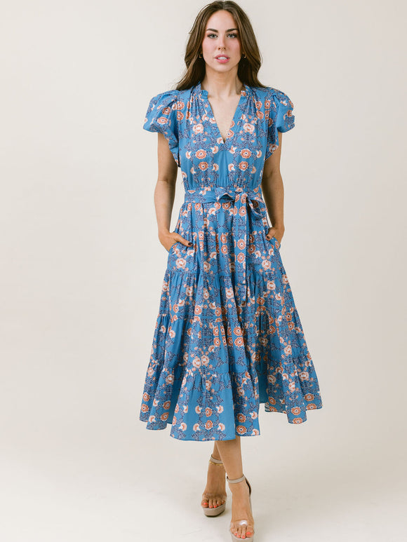 Daphne Dress Indigo Floral