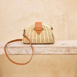 Rattan Crossbody Ivory Clamshell Clutch