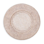 a wicker place mat on a white background