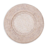 a wicker place mat on a white background