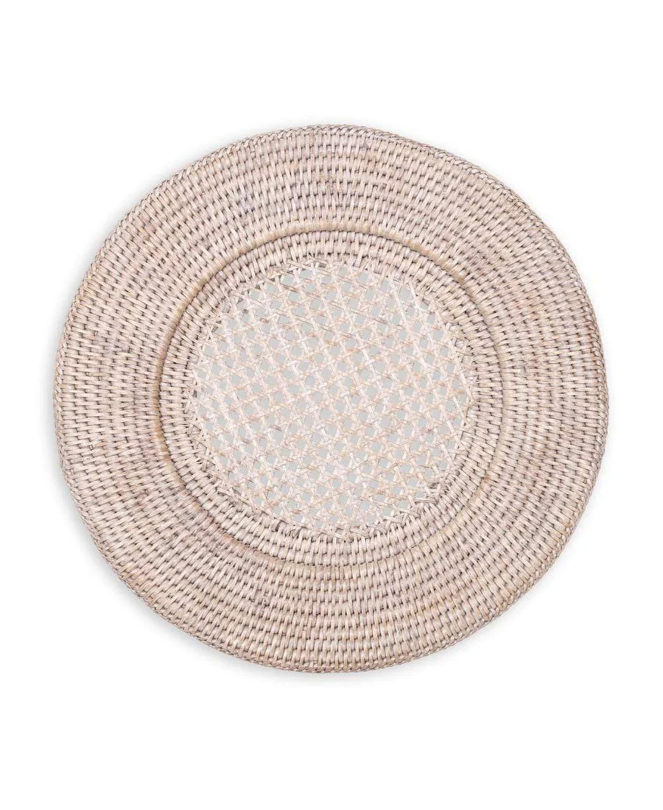 a wicker place mat on a white background