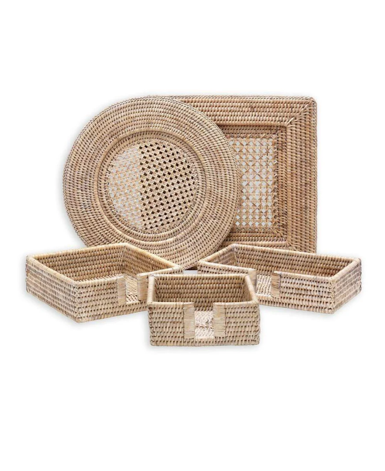 a group of wicker baskets