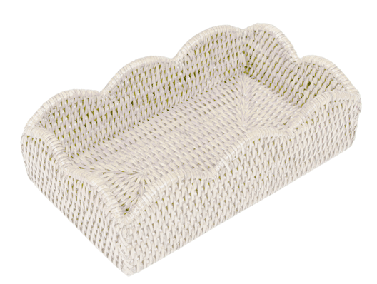 Rattan Scalloped Guest Towel Holder - Cream