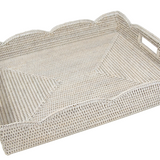 Rattan Scallop Large Tray - Cream