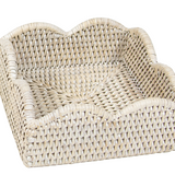 Rattan Scallop Lunch Napkin Holder - Cream