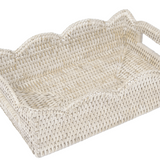 Rattan Scallop Small Tray | Cream