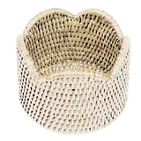 Rattan Scalloped Wine Coaster - Cream
