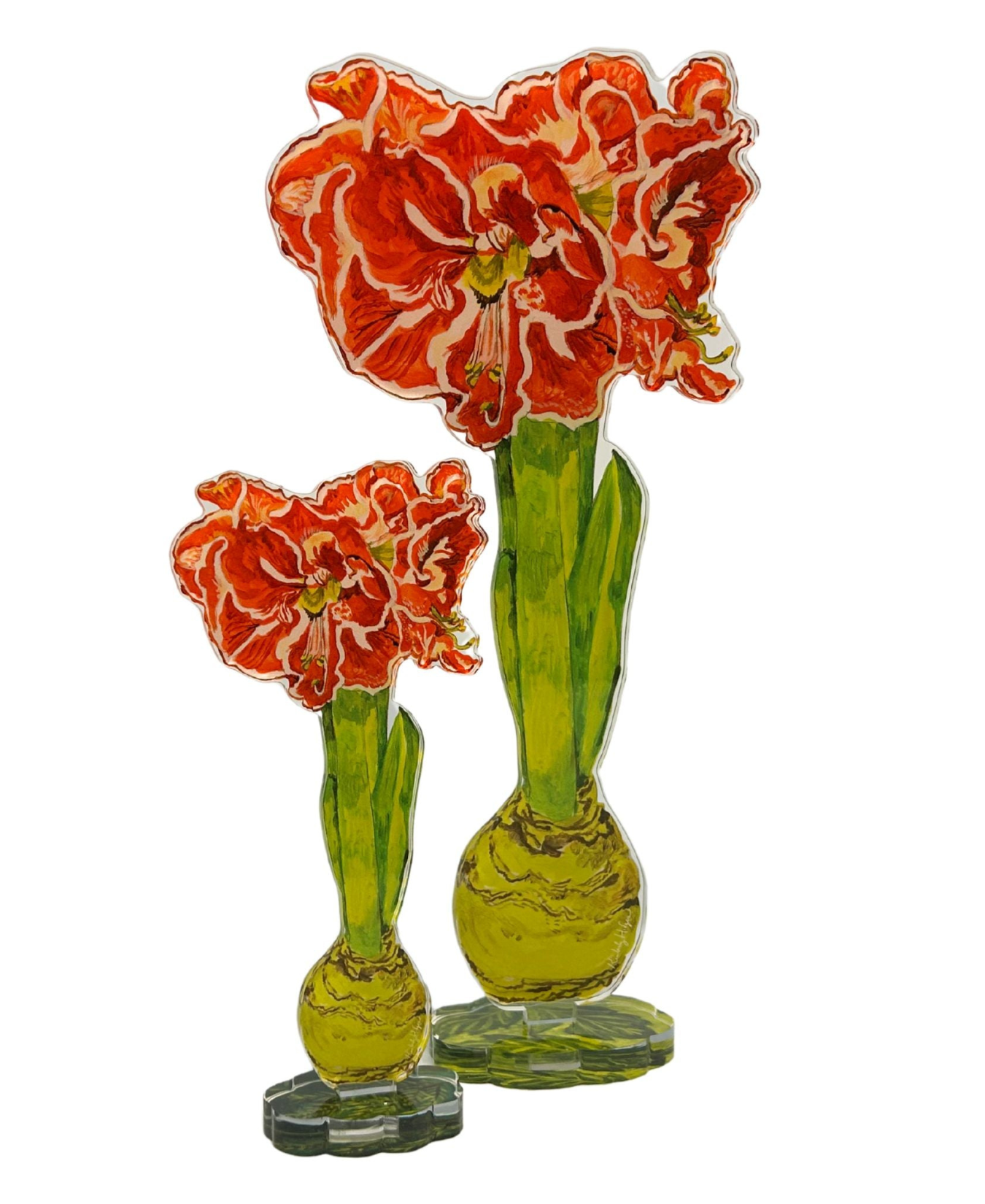 Red Orange Amaryllis Acrylic Flower | Small_Hodges Art and Design_KHA-197
