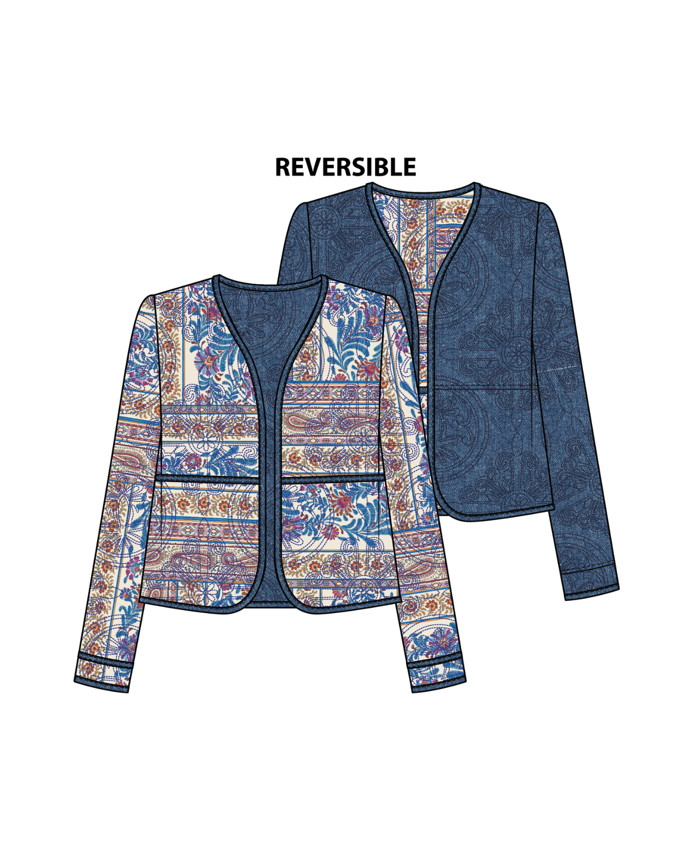 Reversible Jacket With Fancy Quilt_Tribal_6362O-5609