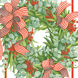 Ribbon Striped Wreath Boxed Christmas Cards