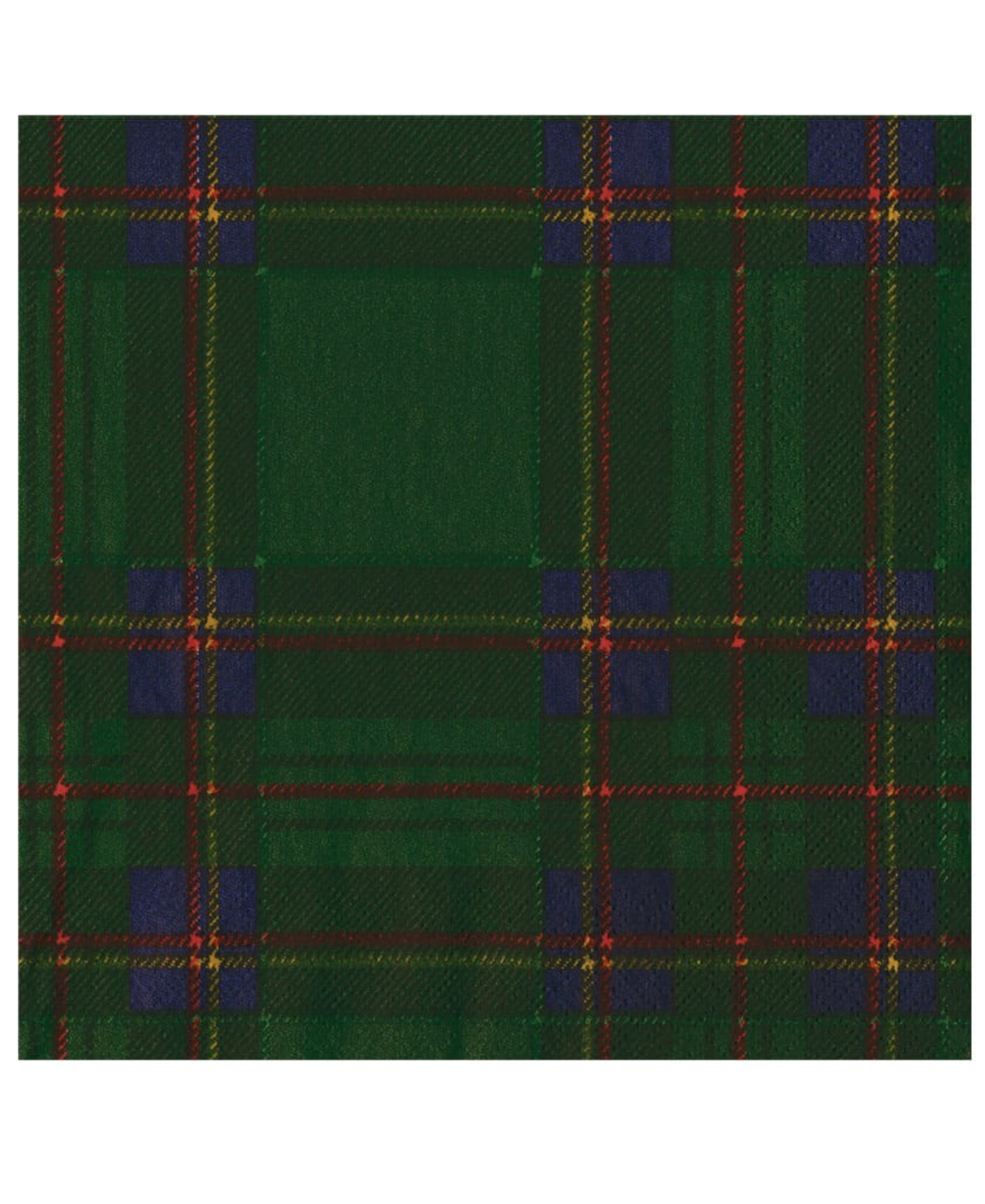 Royal Plaid Green Cocktail Napkin - Package Of 20_Caspari_8811C-GRN