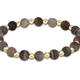 Grateful Pattern 6mm Bead Bracelet- Matte Botswana Agate