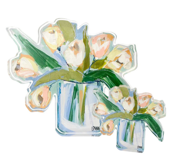 White Tulips Acrylic Bloom Block Large