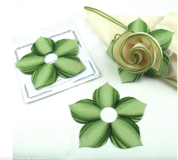 Bouquet Napkin Ring Mint/Pine Set of 4