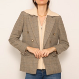 Barrett Plaid Blazer W/Cable Dick Winter White